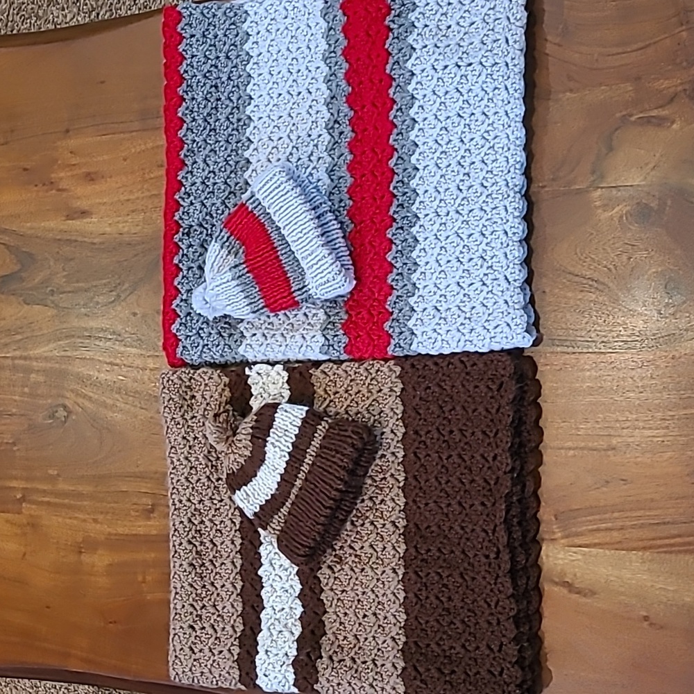 Handmade NEW infant travel sets hat and blanket